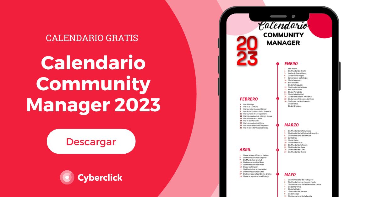 Calendario del Community Manager 2023 Cyberclick